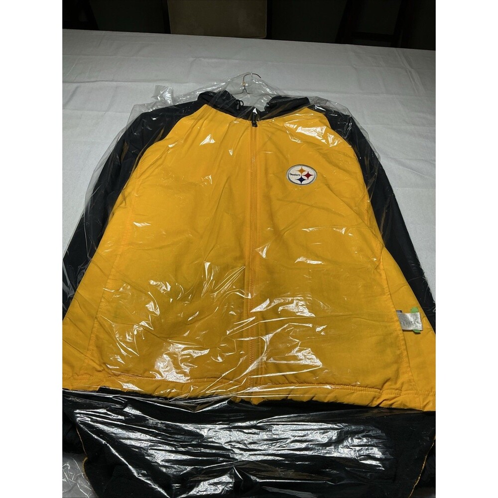 Vtg Pittsburgh Steelers Reebok NFL Team Apparel Hooded Jacket Reversible 2XL